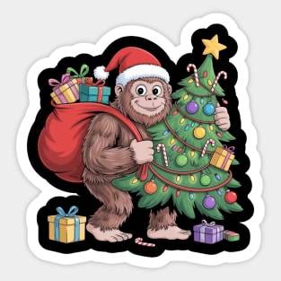 Santa Gorilla with Christmas Tree Sticker